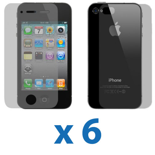 12pcs= 6x (Front+Back) Screen Protector Cover Film for Apple iPhone 4 4G 4S | eBay