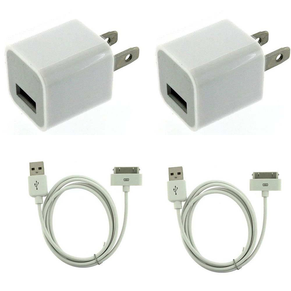 2X USB USA AC Power Adapter Wall Charger Plug + SYNC Cable iPod iPhone 3GS 4 4S | eBay