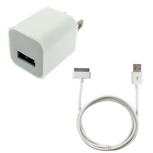 USB Wall Home Charger + 6 ft Cable For iPhone 4S 4 3GS 3G 2G iPod Touch ...