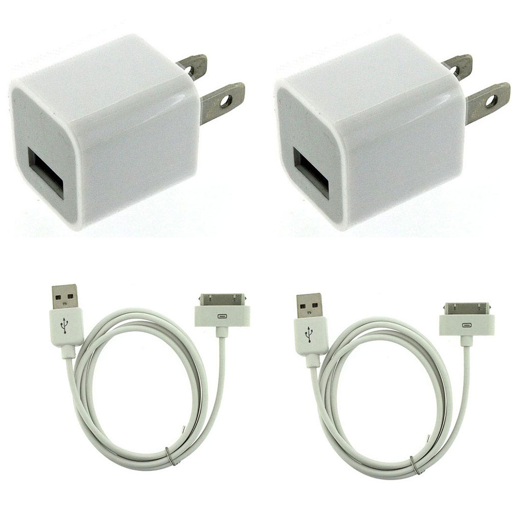 2X USB USA AC Power Adapter Wall Charger Plug Sync Cable iPod iPhone 3GS 4 4S